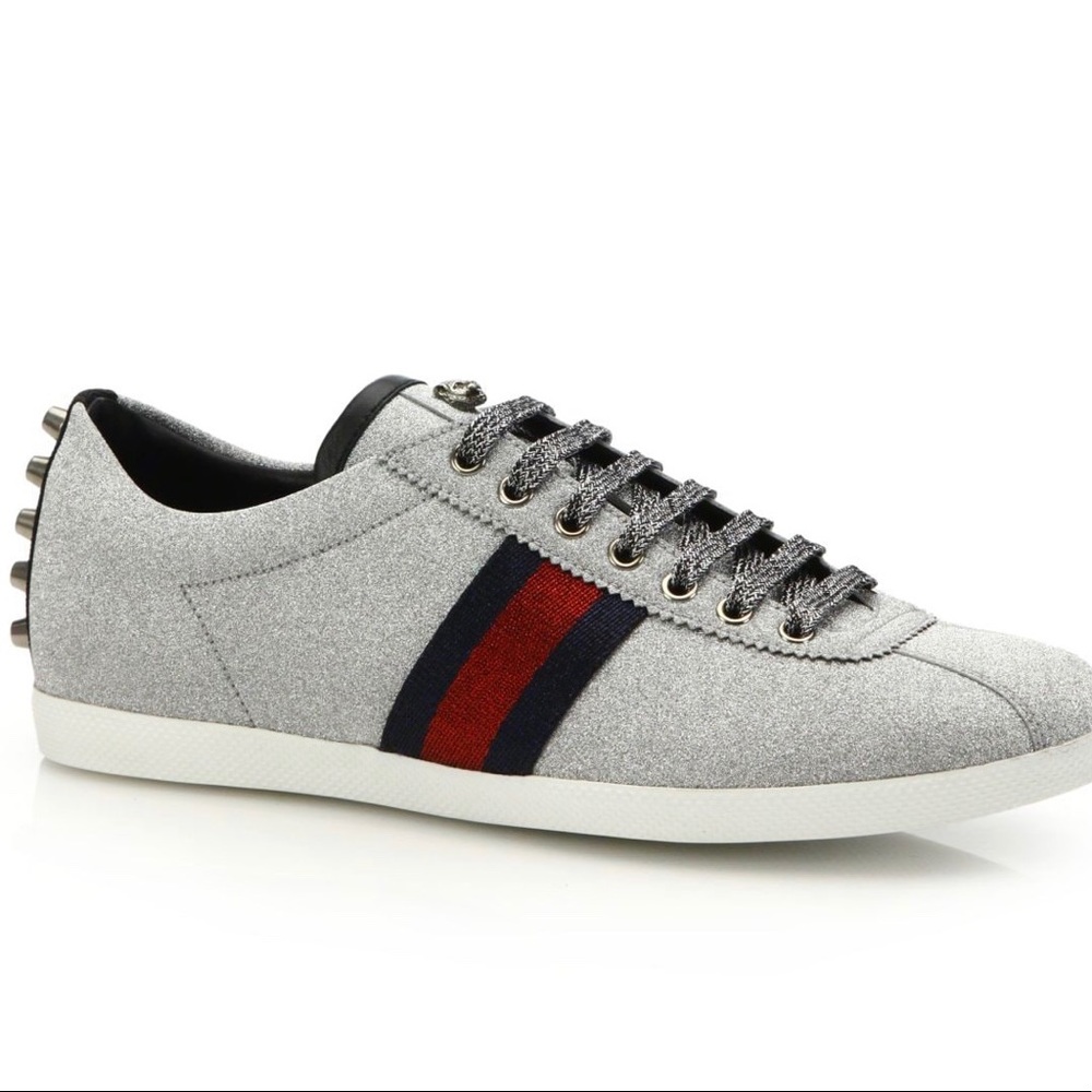 Gucci Glitter Web Sneaker with Studs